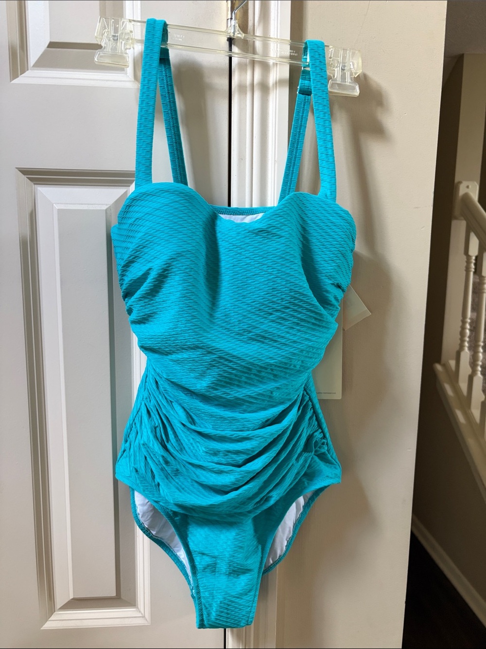 NWT Profile By Gottex Turquoise Ruched One-Piece Swimsuit, 10D